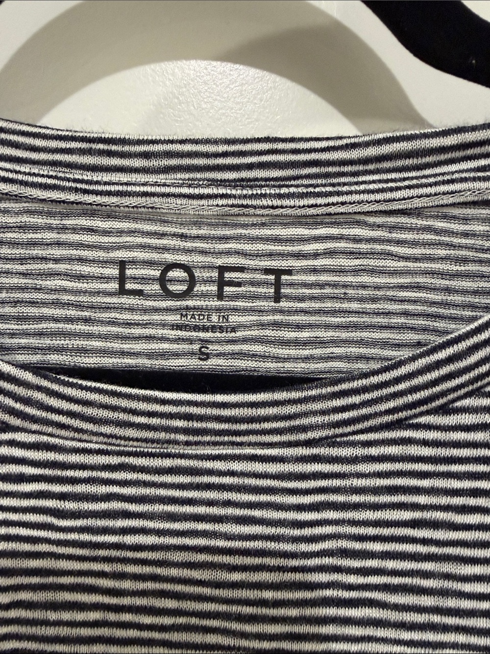 LOFT Black & White Striped Long Sleeve Top - Picture 2 of 3